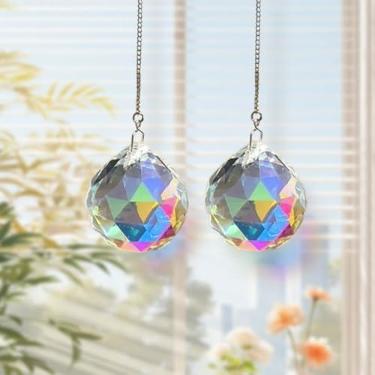 Imagem de 2 peças de enfeites de cristal para pendurar em vidro para janela refletor de luz decorativa para pendurar em casa ou na varanda