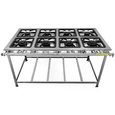 Imagem de Fogão Serv Kenok Inox 8 Bocas 4 Duplas Baixa Pressão Fbse8b.843