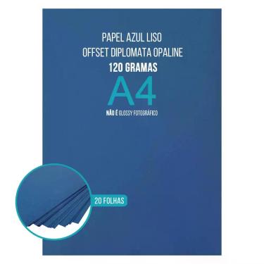 Imagem de Papel Azul Sulfite Liso Offset Diplomata Opaline A4 120g Tipo Ofício 4