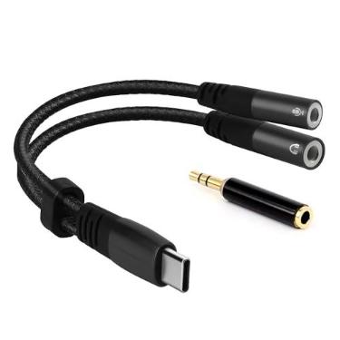 Imagem de Adaptador de microfone USB C, placa de som estéreo externa tipo C, divisor Y com conector de 3,5 mm, adaptador TRS para Mac Book Pro, i-Pad Pro, i-Phone 16/15, Galaxy S24/S23/S22/ S21+