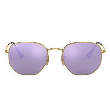 Imagem de Óculos de sol Ray-Ban RB3548N com lente plana hexagonal, flash dourado/lilás, 54 mm