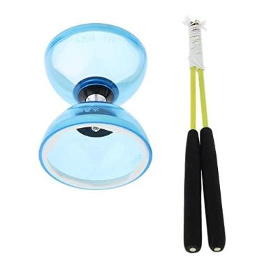 Imagem de Milageto Kit de Malabarismo com Diabolo de Rolamento Triplo, Incluindo Corda de 12cm, Azul