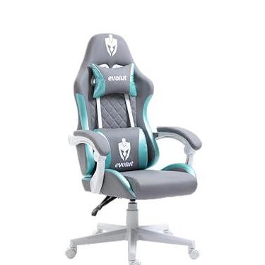 Imagem de CADEIRA GAMER PRISM - EG910 - CINZA COM VERDE - ESTRUTURA BRANCA - EVOLUT