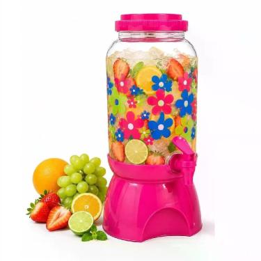 Imagem de Suqueira Dispenser Multiuso Florida Polipropileno Torneira Tampa Elevada 3,6L Rosa Kangur
