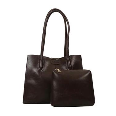 Imagem de Bolsa feminina estilosa para as axilas com alça superior ótima para o trabalho, compras e viagens, Marrom escuro