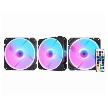 Imagem de Kit Cooler K-mex Argb Aaca Super Storm II 3 fans + Controle Remoto/gra