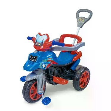 Imagem de Triciclo Infantil Moto Com Pedal E Haste - Azul