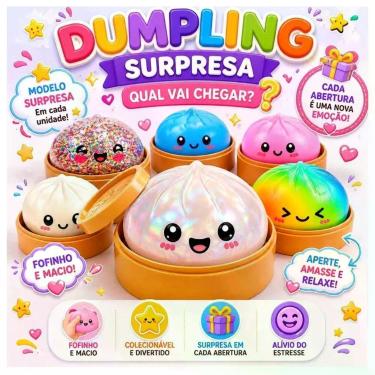 Imagem de Brinquedo Squishy Bun Dumpling Pãozinho Surpresa Textura Macia Design Fofo