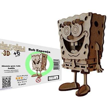 Imagem de Brinquedo Quebra Cabeça 3D Bob Esponja Mdf