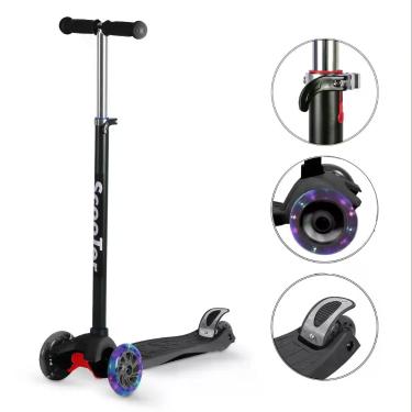 Imagem de Patinete Infantil 4 Rodas Luz De Led Dobrável Resistente Até 60kg Altu