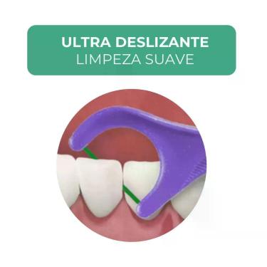 Imagem de Kit Fio Dental com Haste Gum Flosser Ultra Deslizante Roxo Sabor Menta para Higiene Bucal 2x40un
