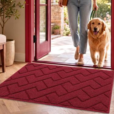 Imagem de Capacho hicorfe 51x80cm Vermelho Absorvente Antiderrapante