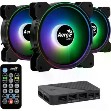 Imagem de Kit 3 Coolers Aerocool Saturn 12 Pro Argb + Hub + Controle [f002]