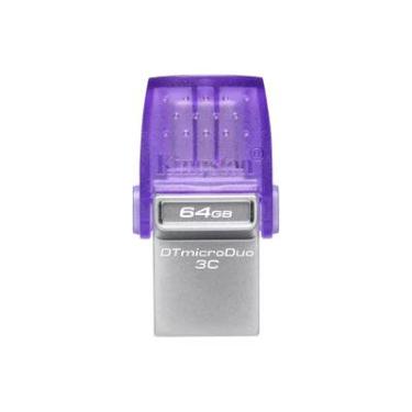 Imagem de Pen Drive 64GB Kingston Datatraveler, USB 3.2, Microduo, Tipo C e Tipo A - DTDUO3CG3/64GB.