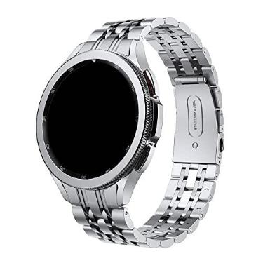 Imagem de Pulseira Metal Aço 7 Elos LTIMPORTS compatível com Galaxy Watch 7/6/6 Classic/5/5 Pro/4/4 Classic e Galaxy Watch FE (Prata)