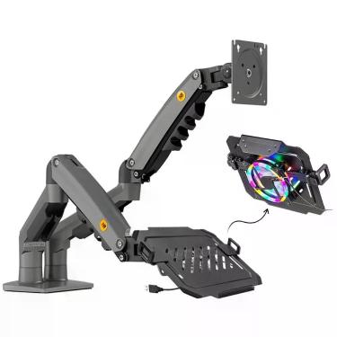 Imagem de Suporte para Monitor NB-F160-NBH8RGB com Braço Articulado e Bandeja para Notebook RGB Preto Central Suportes 40CM