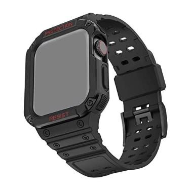 Imagem de Pulseira Capa Armadura Frame compatível com Apple Watch 41mm 40mm 38mm Series - Marca LTIMPORTS (Preto)