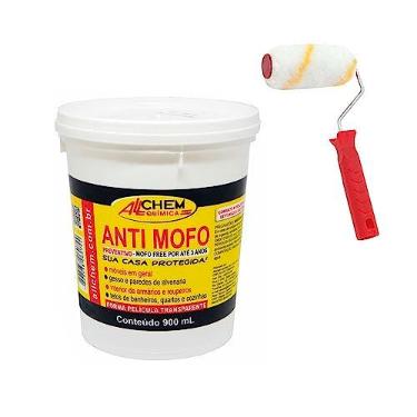 Imagem de Kit Anti mofo Preventivo 900ml Allchem + Rolo Lã Sem Respingo Pintura Roma
