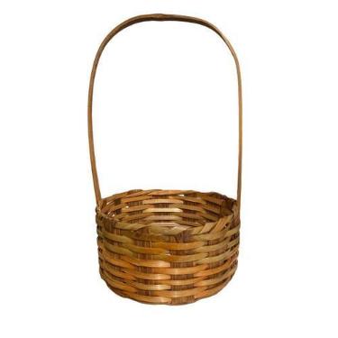 Imagem de Cesta Redonda De Bambu 26 x14cm Decorativo Páscoa festa-3un - Blook