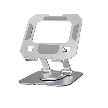 Imagem de Suporte Para Notebook e Tablet Celular de Mesa Articulado Ajustável Com Rotação 360 Graus em Alumínio Resistente Suporte Multifuncional Com Design Ergonômico para Notebook, Tablet (Prata)