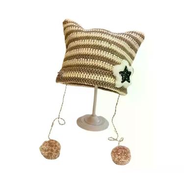 Imagem de Gorro De Lã Tricotado Com Orelhas De Diabo Y2K Para Mulheres, Estilo H