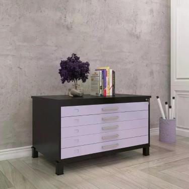 Imagem de Mapoteca Mont 5 Gavetas 71,3cm x 120,4cm Aço Roxo e Preto - Pandin Móv