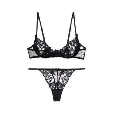 Imagem de Conjunto De Lingerie Sensual Parisiense Ultrafino Sem Fio Com Renda Va