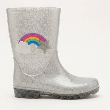 Imagem de Galocha Infantil Feminina Estrela Arco Iris - Kimimo, Prata glitter, 3