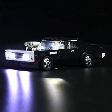 Imagem de BrickBling Luz LED compatível com Lego Speed Champions Fast & Furious 1970 Dodge Charger R/T 76912 conjunto de montagem, kit de iluminação DIY compatível com Lego 76912 compatível com 76912 (sem