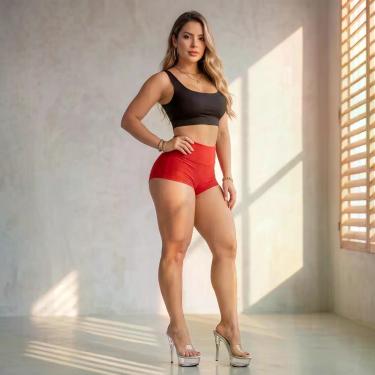 Imagem de Mini Shorts Confortável Moda Verão Cor:VermelhoTamanho:GGGênero:Femini