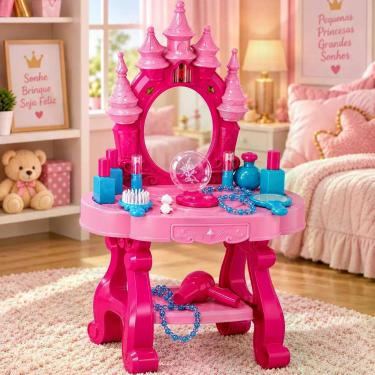 Imagem de Camarim Castelo Infantil Rosa com Som Luz 20 Peças - IMPORTUDO