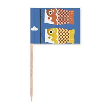 Imagem de Bandeira de peixe cultual japonesa local para palito, bandeiras marcadoras para decoração de festa