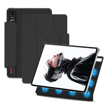 Imagem de Capa para tablet gamer RedMAGIC Astra 9 polegadas, capa magnética NOUKAJU para tablet, suporte ajustável, resistente a quedas, antiarranhões, capa de proteção para RedMAGIC Astra (preto)