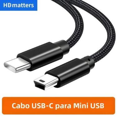 Imagem de Cabo De Dados USB C Para Mini USB Trançado OTG Para Carregamento E Sin