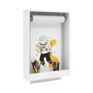 Imagem de Painel Lousa Infantil para Escrever e Desenhar com Rolo de Papel 42CM Branco MDP 15MM com Espaço para Canetas