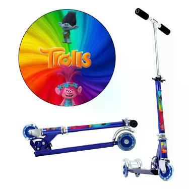 Imagem de Patinete Trolls O Filme de 3 Rodas Infantil Azul de Alumínio - DM Radi