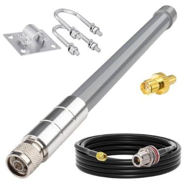 Imagem de YOTENKO Antena de fibra de vidro de longo alcance 5dBi 4GHz (30,5 cm, N-macho) + cabo N-Fêmea para SMA macho YMR240 de baixa perda + adaptador macho TS9, alto ganho, resistente às intempéries para uso