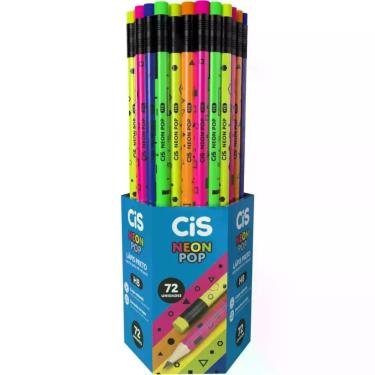 Imagem de Lapis Preto Redondo CIS Neon POP HB 5 Cores - Sertic
