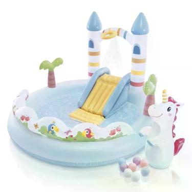 Imagem de Piscina Inflável Playground Infantil Castelo Unicórnio 234L Intex