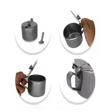 Imagem de Kit 2 Açucareiro Inox c/ Tampa e Colher 250ml Dia a Dia - Zein