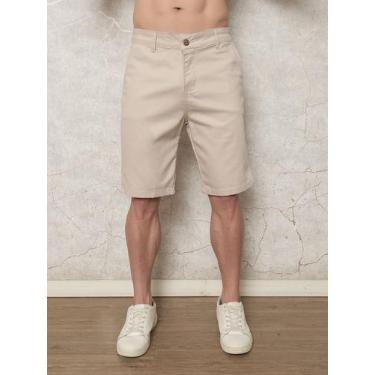 Imagem de Bermuda Masculina Sarja Slim Esporte Fino Geométrica - - WJR, Bege, 40
