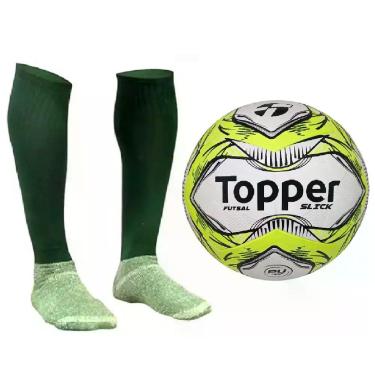 Imagem de Bola Futsal Topper + Meião Esportivo - Tam 38-42, Amarelo
