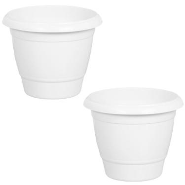 Imagem de 2 Vaso Plástico Redondo 44 Litros Para Flores E Plantas Plasnew Branco