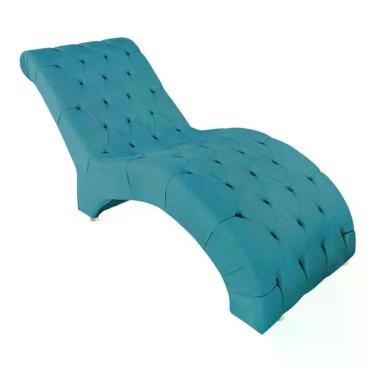 Imagem de Espreguiçadeira Maca Estofada Relaxante Descanso Suede Joana Cor:azul Turquesa