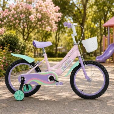 Imagem de Bicicleta Infantil Aro 16 Rosa com Rodinhas Removíveis Resistente e Co