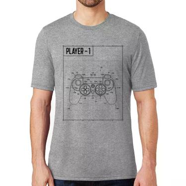 Imagem de Camiseta Player 1 Controle Joystick - Foca na Moda, Cinza, GGG