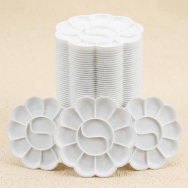 Imagem de Lote 30 Godês Escolares Formato Flor 12 Divisórias Plástico Branco Par