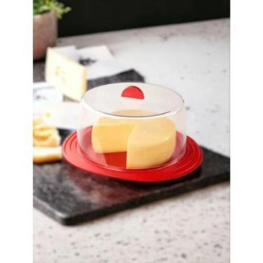 Imagem de Porta Queijo Queijeira Com Tampa Linha Acril - Plastutti, Vermelho