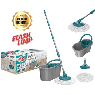 Imagem de Mop Fit Giratório 360 Esfregão Microfibra Ideal Todos Pisos Flash Limp