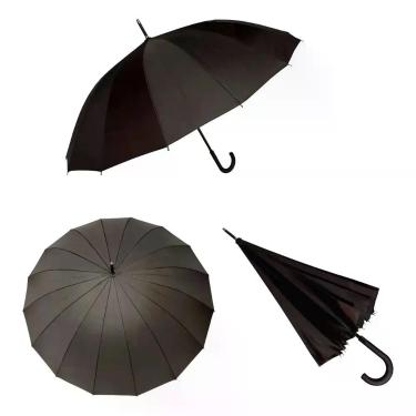 Imagem de Guarda Chuva Preto Portaria 16 Varetas Cabo Curvo EVA - ELITE
